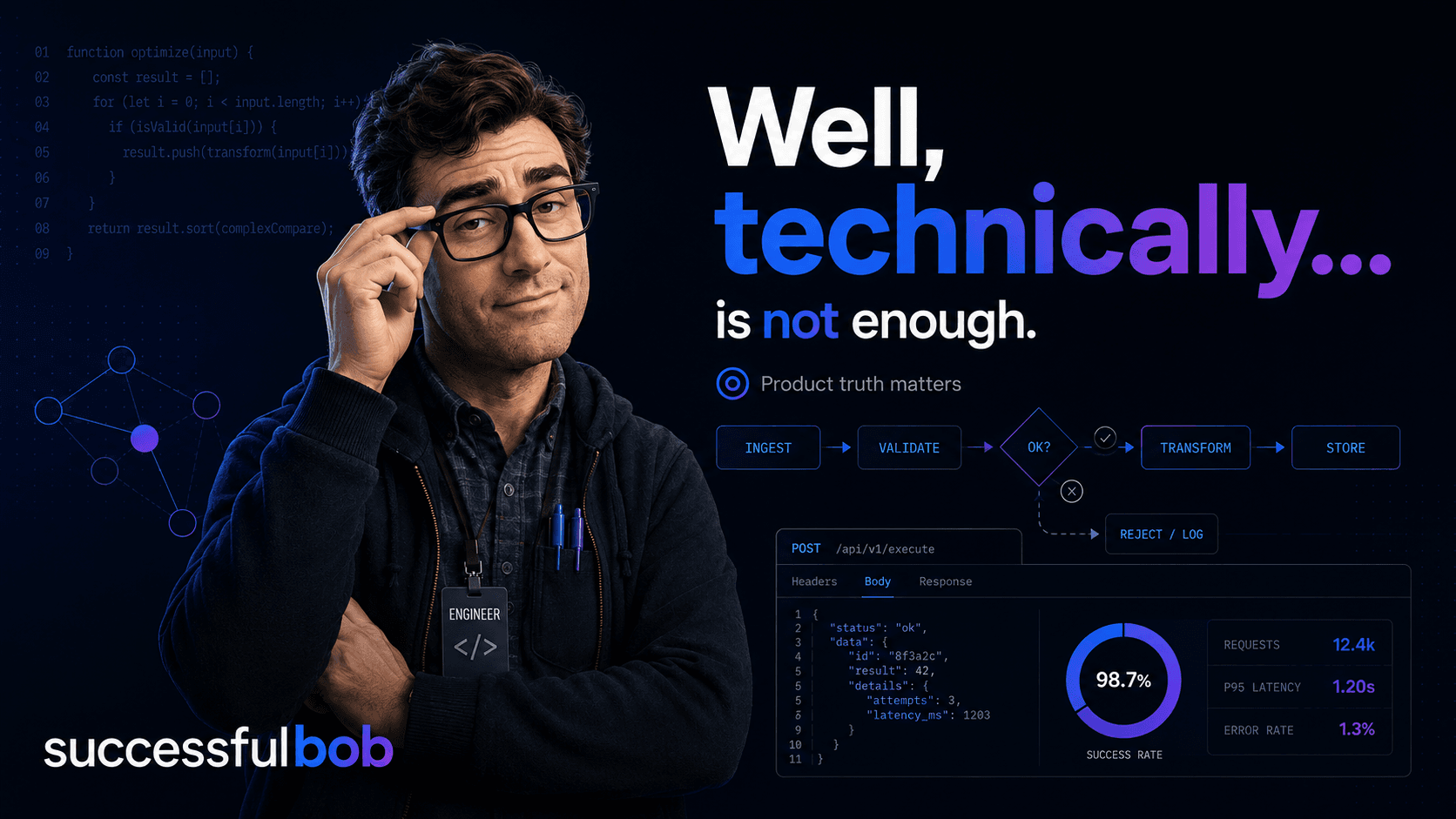 image showing a guy fixing his glasses saying "well technically..."